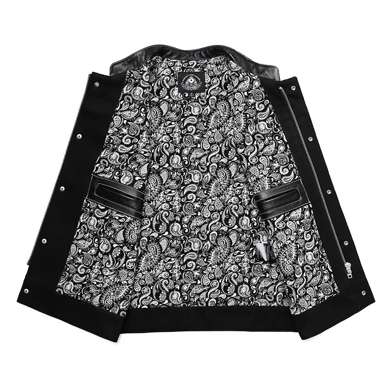 Gilet soa cuir et tissu pour biker