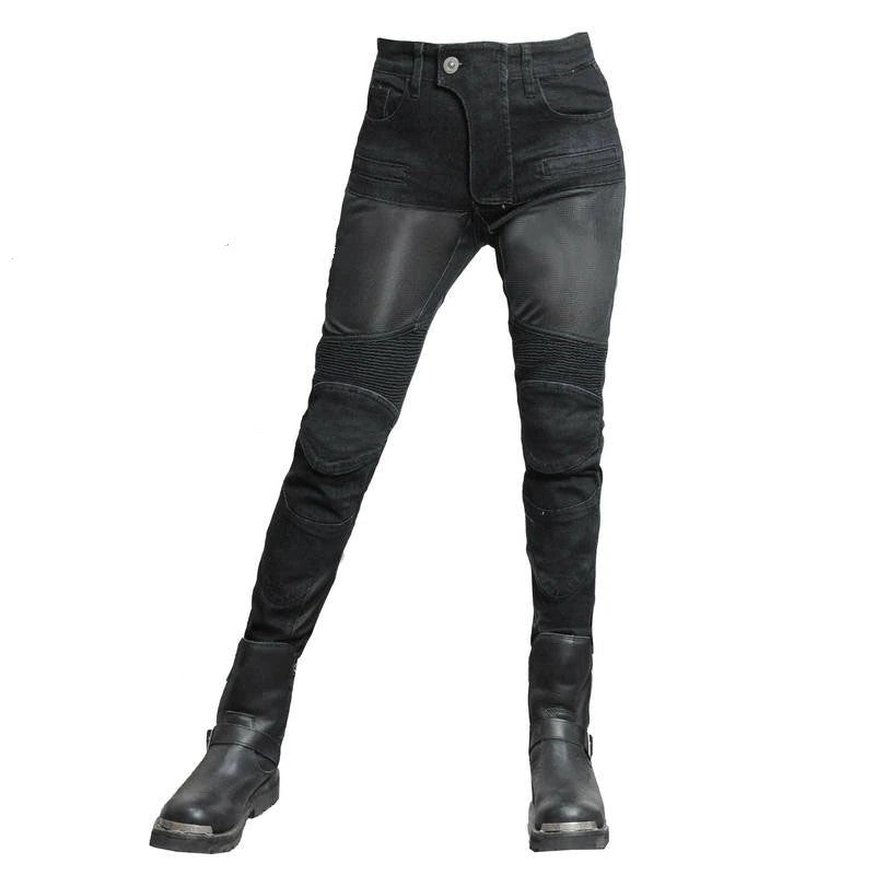 Jean de moto noir pour femme