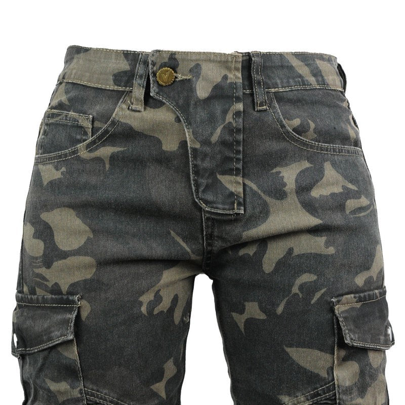 Jean de moto camouflage militaire pour femme