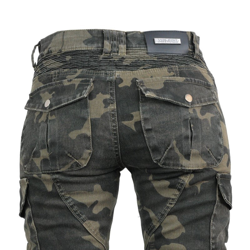 Jean de moto camouflage militaire pour femme