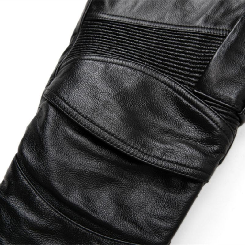 Pantalon de moto en cuir noir pour biker