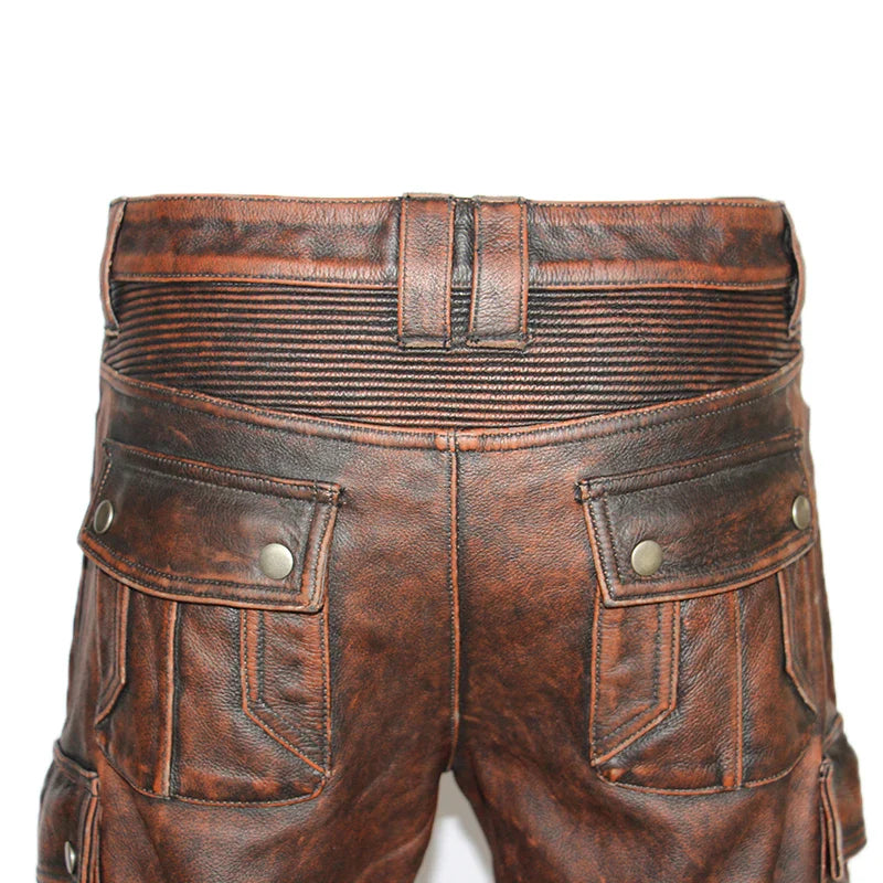Pantalon de moto en cuir pour homme motard