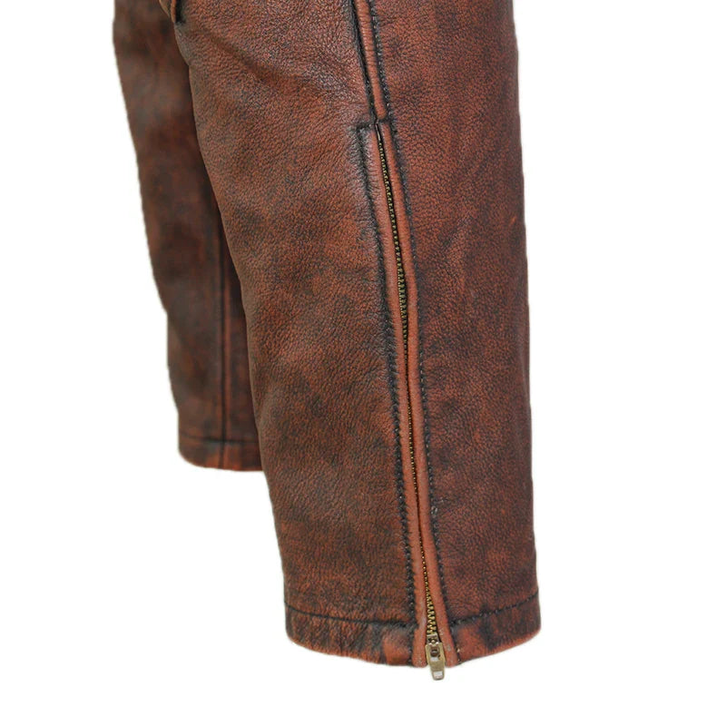Pantalon de moto en cuir pour homme motard