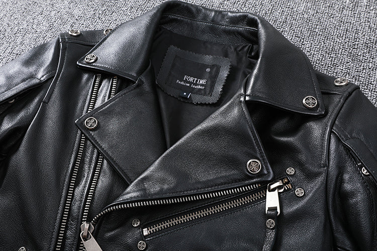 Perfecto noir en cuir de vachette pour homme biker