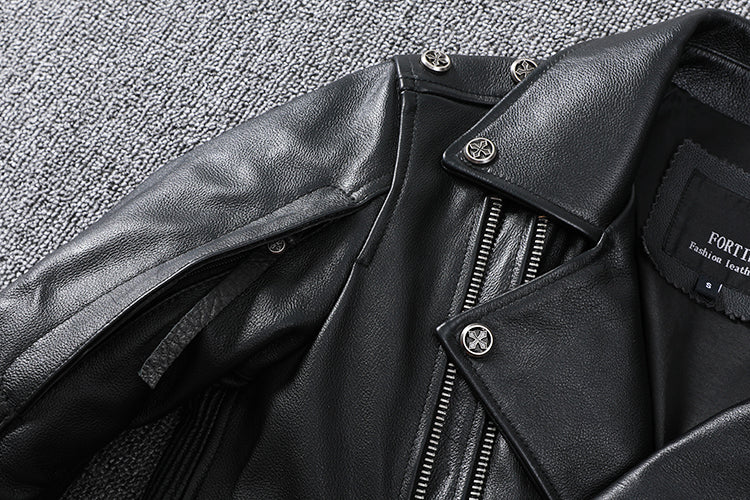 Perfecto noir en cuir de vachette pour homme biker