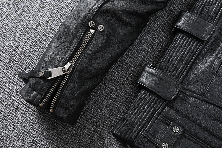 Perfecto noir en cuir de vachette pour homme biker