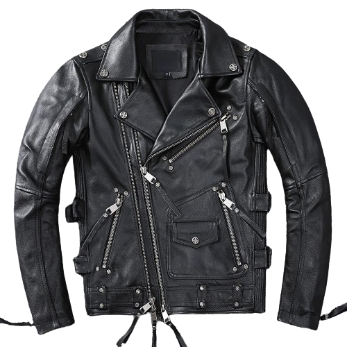 Perfecto noir en cuir de vachette pour homme biker