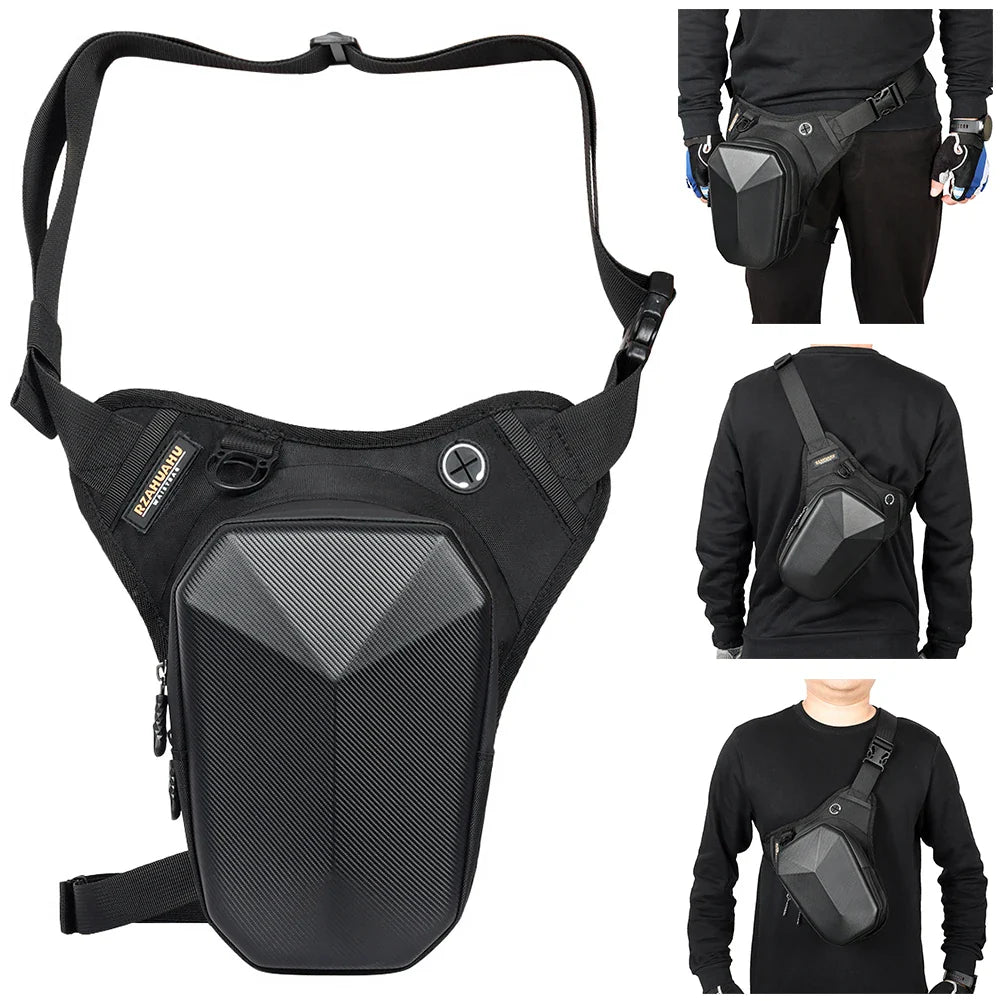 Sacoche de jambe carbone pour motard
