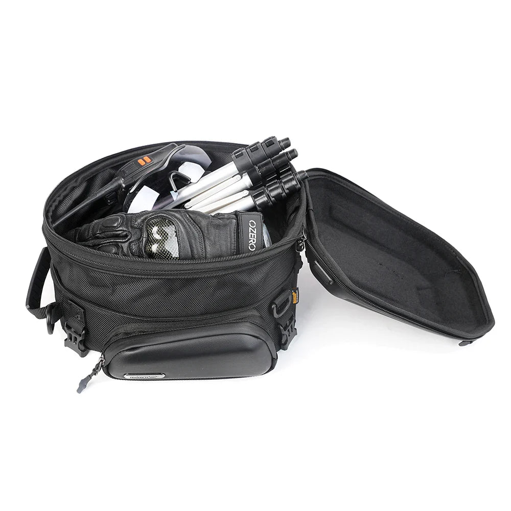 Sacoche de selle moto noire extensible