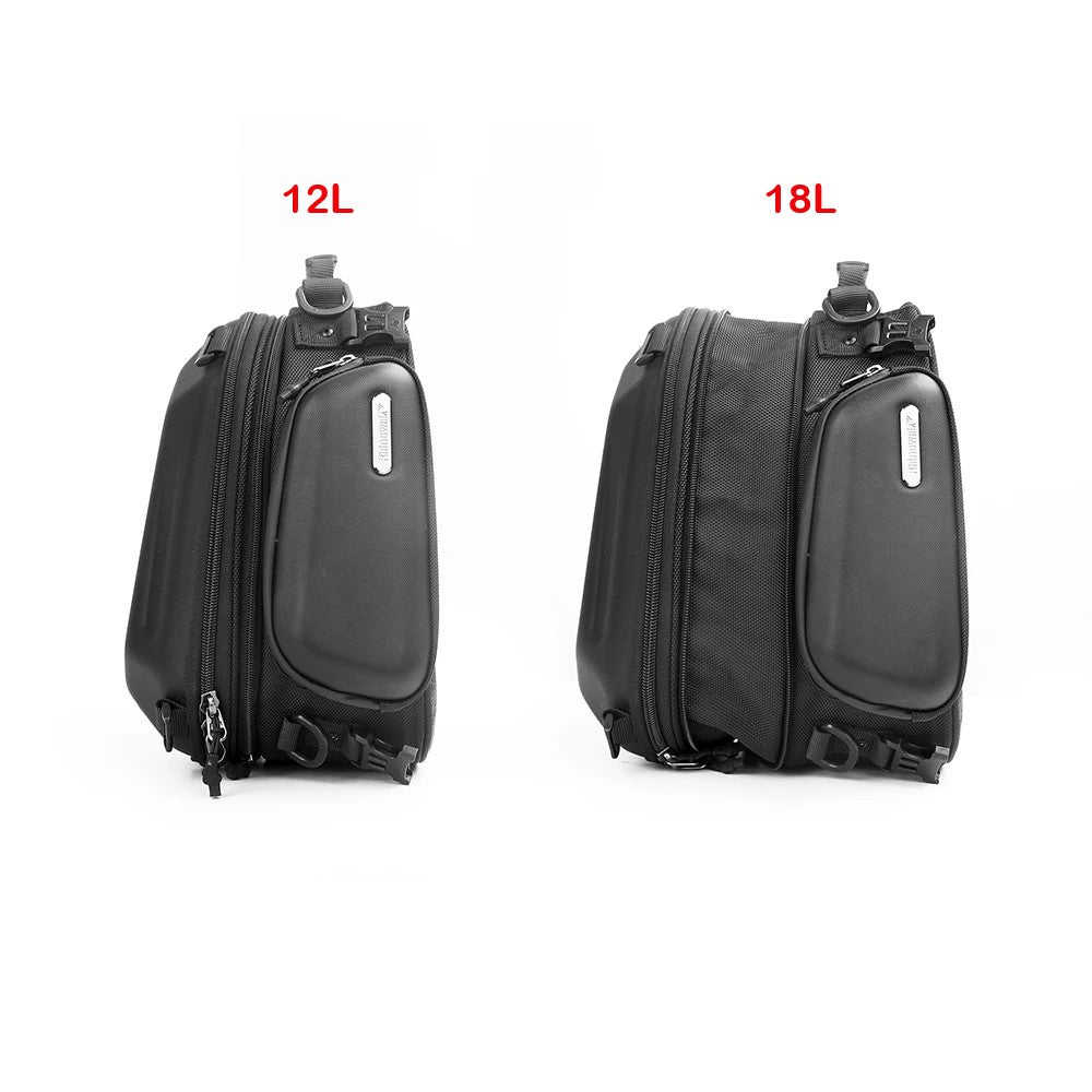 Sacoche de selle moto noire extensible