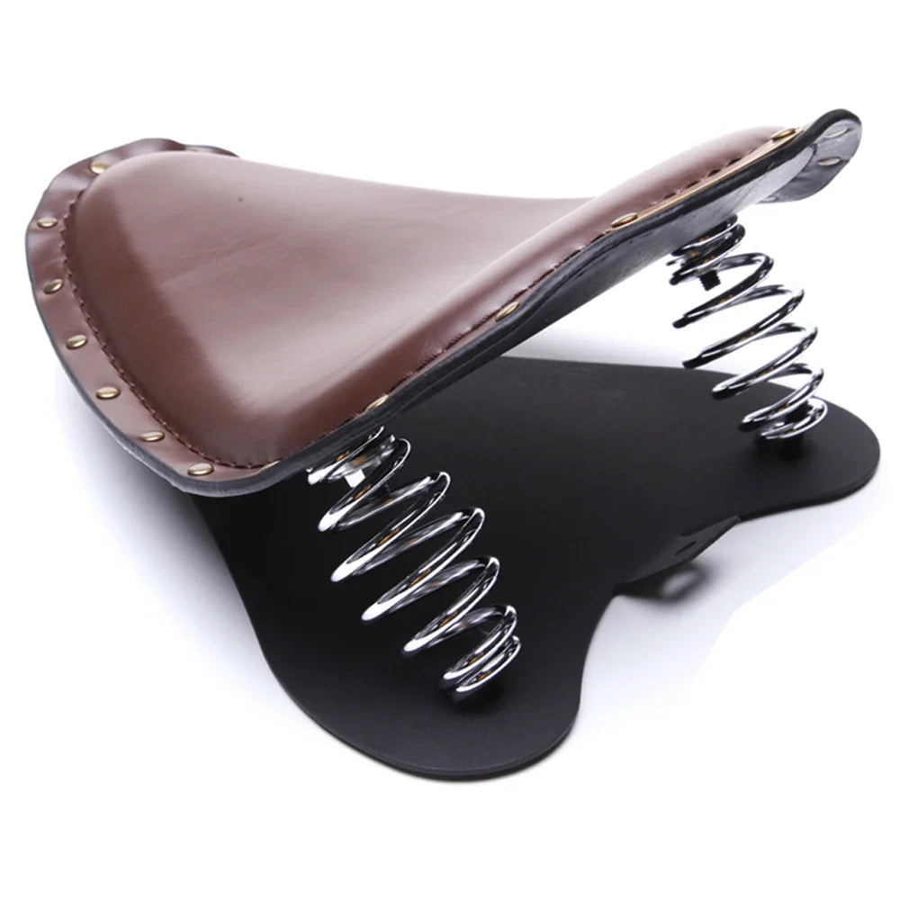 Selle de moto bobber en cuir marron