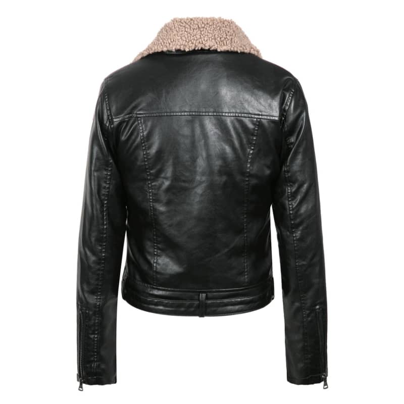 Veste biker femme - col mouton