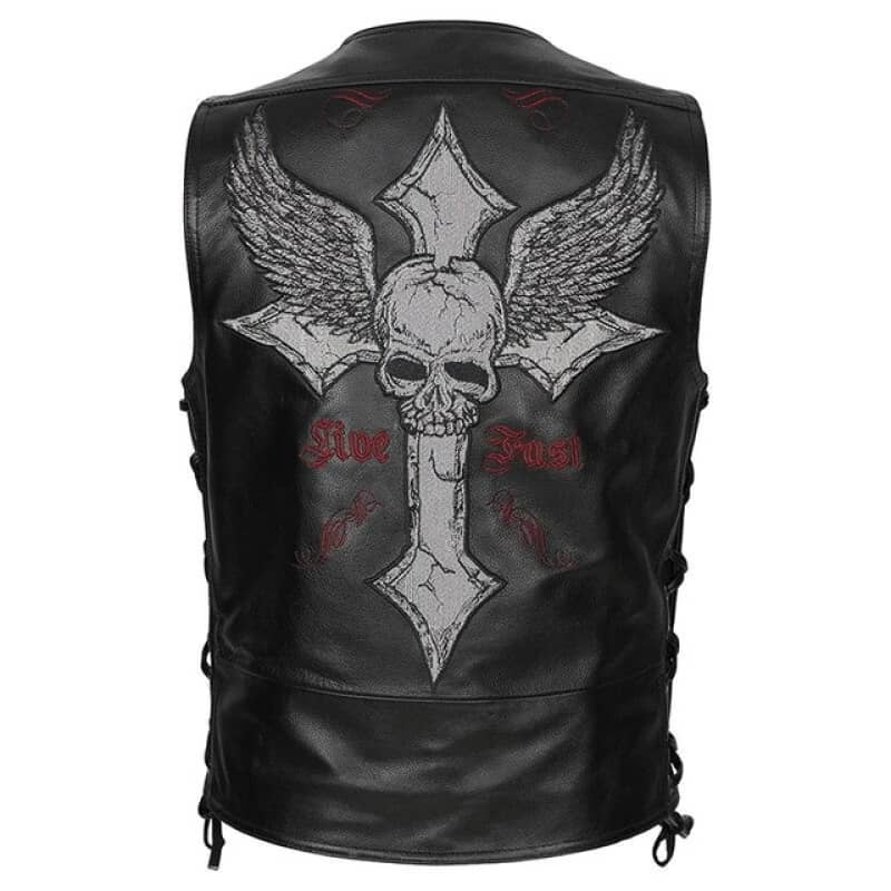 Gilet cuir biker - live fast