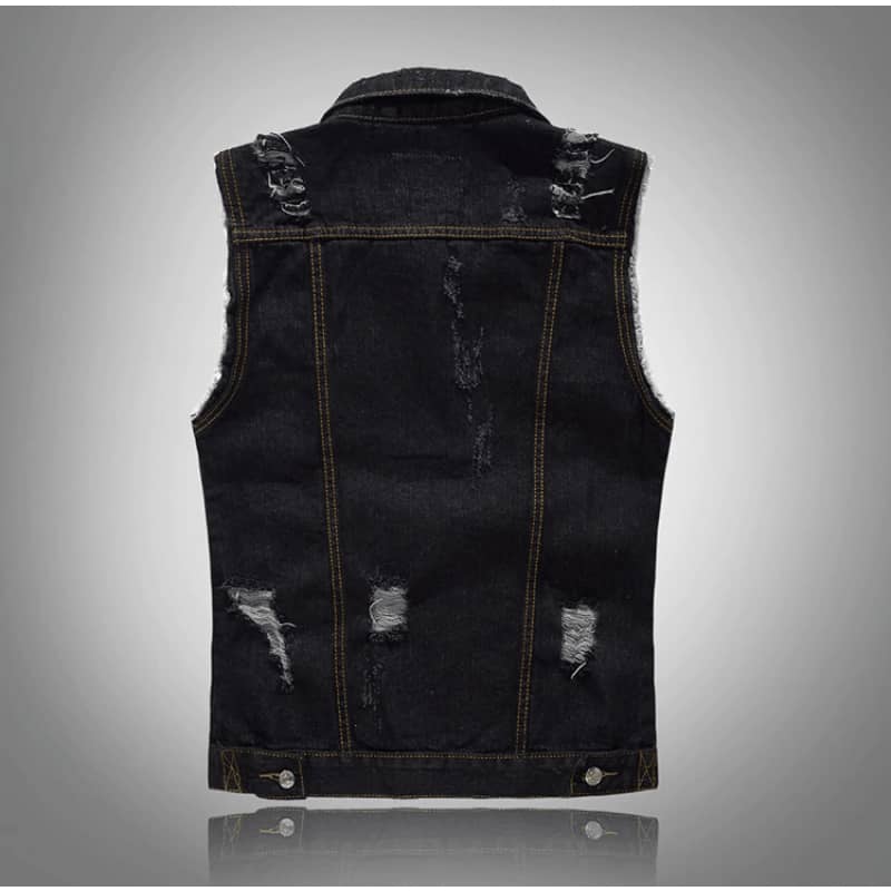 Gilet jean biker troué