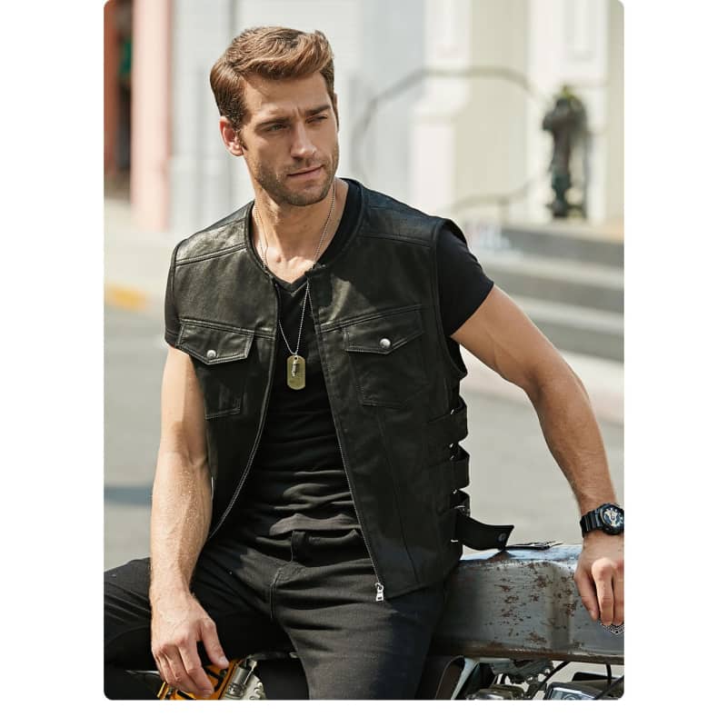 Gilet cuir biker - arnold