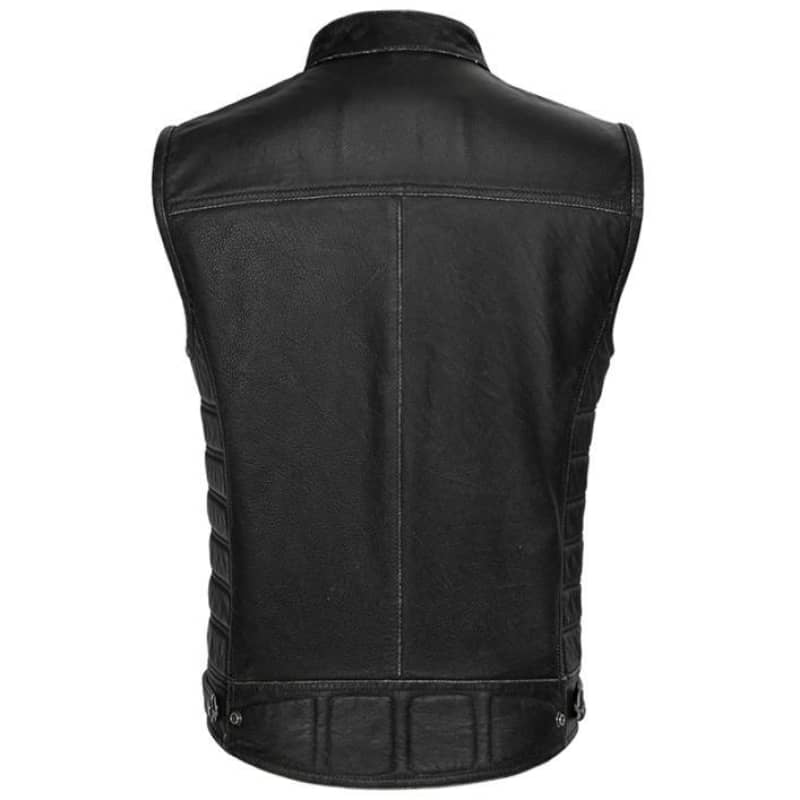 Gilet biker en cuir - svart