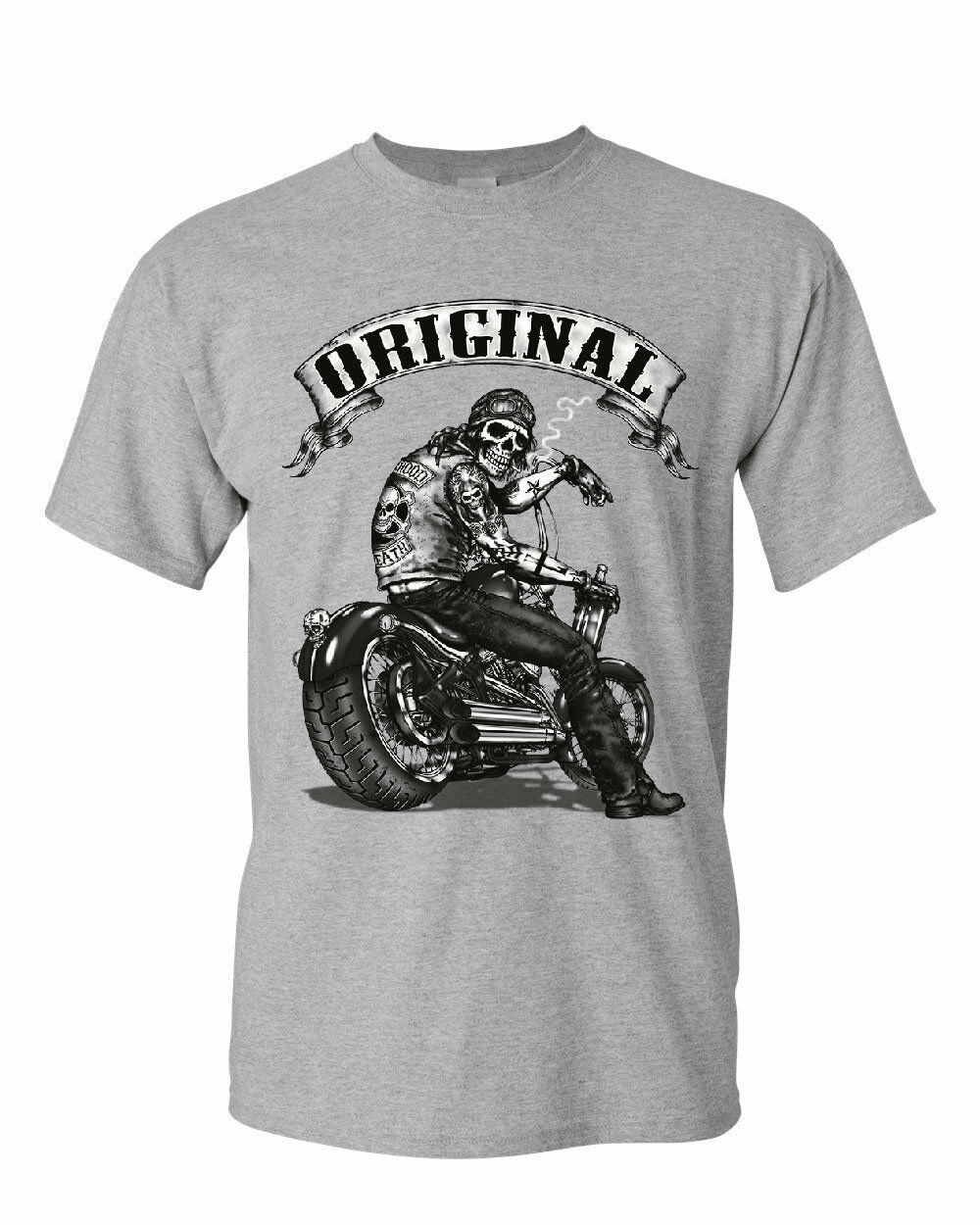 T-shirt biker - original skull (gris)