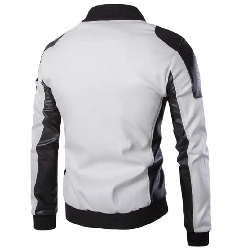 Veste biker homme noir et blanc