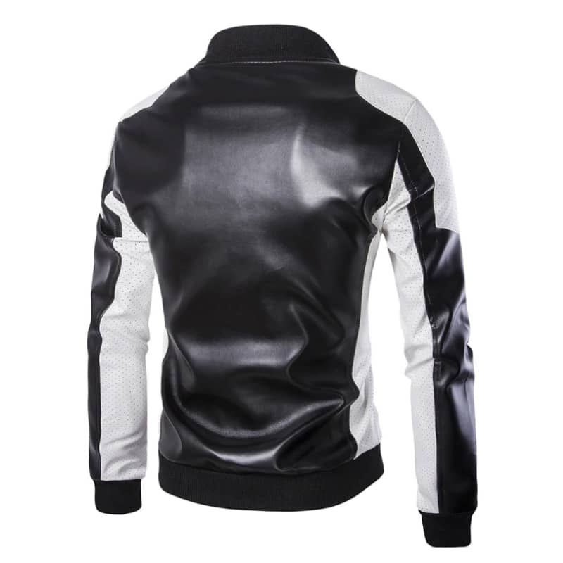Veste biker homme noir et blanc