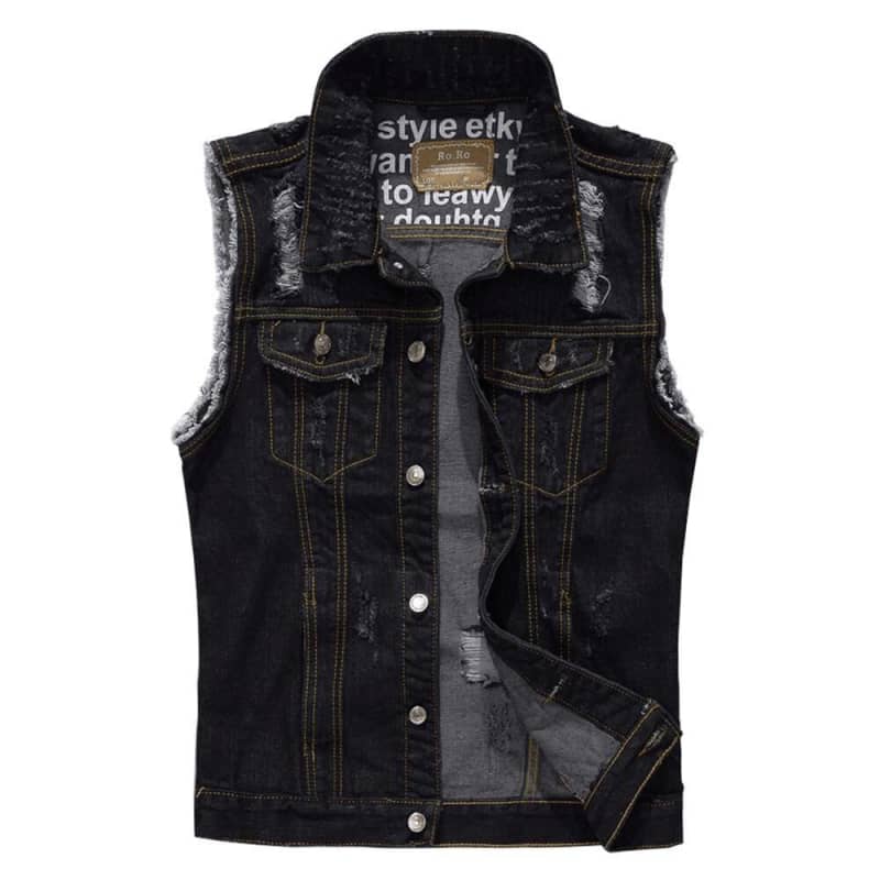 Gilet jean biker troué