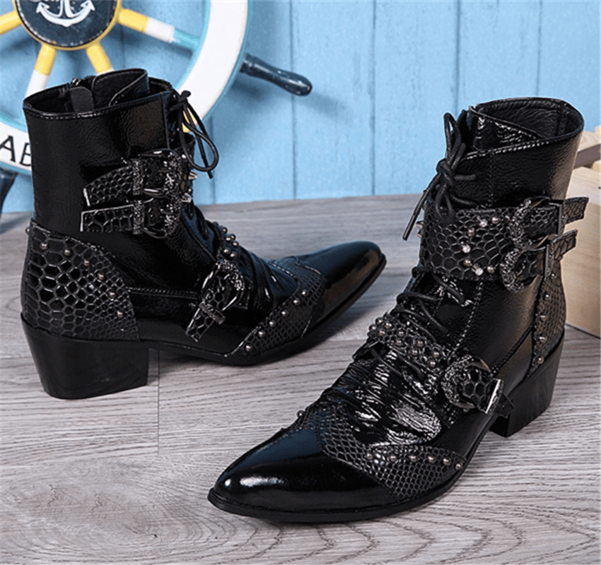 Chaussure de motard - santiags en cuir