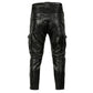 Pantalon de moto en cuir noir pour biker