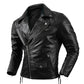 Veste biker en cuir noir pour homme type perfecto